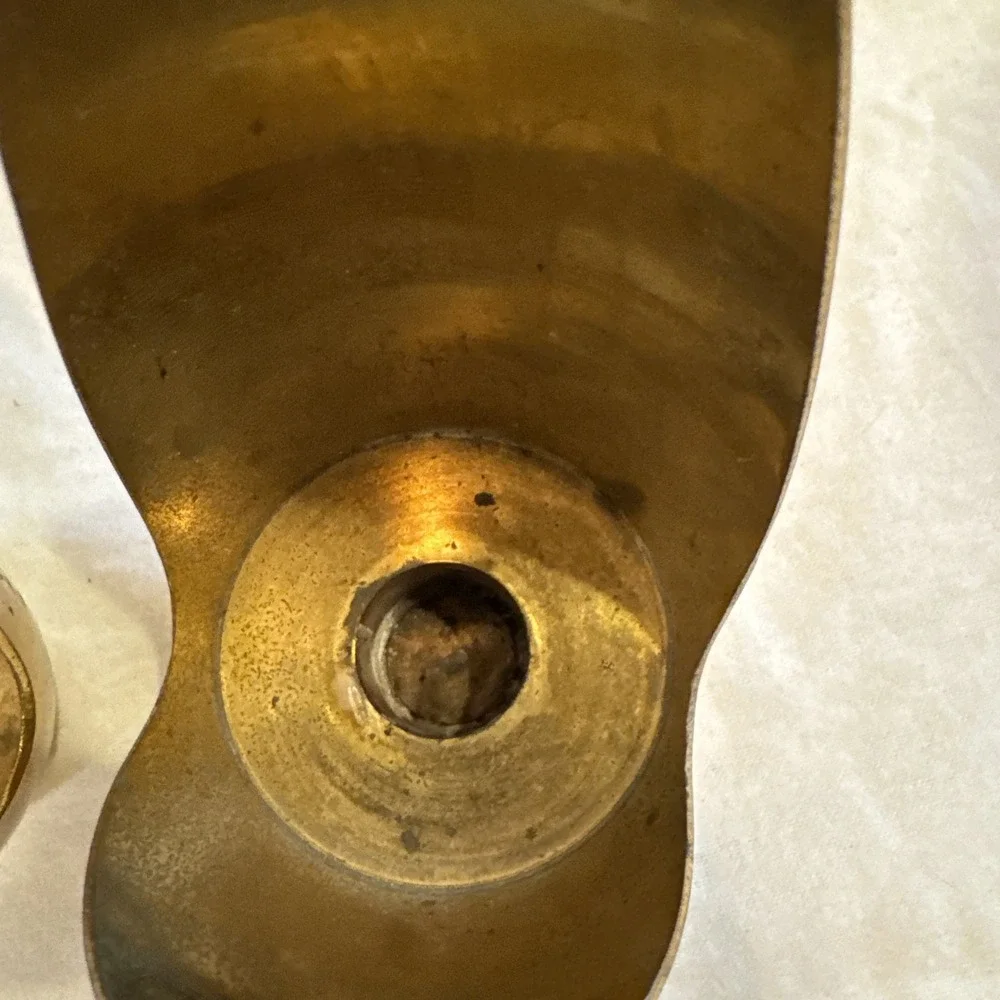 Vintage Pair of Brass Walking Candle Holders Minimalist Made In Japan 6